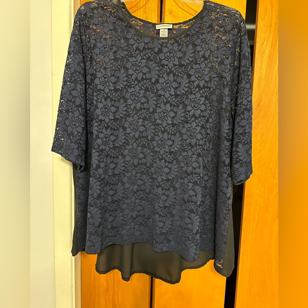 Blue/Black Mesh Shirt  - Short Sleeve - Size 3X (26W/28W)